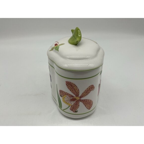 Lynn Chase Fantasia Decorated Covered Vanity Hand Painted Orchids and Butterfly - Picture 7 of 16